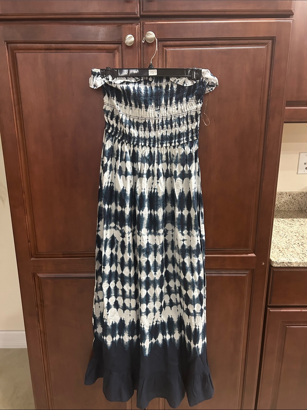 Dizzy Lizzy Navy and White Tie-Dye Maxi Dress